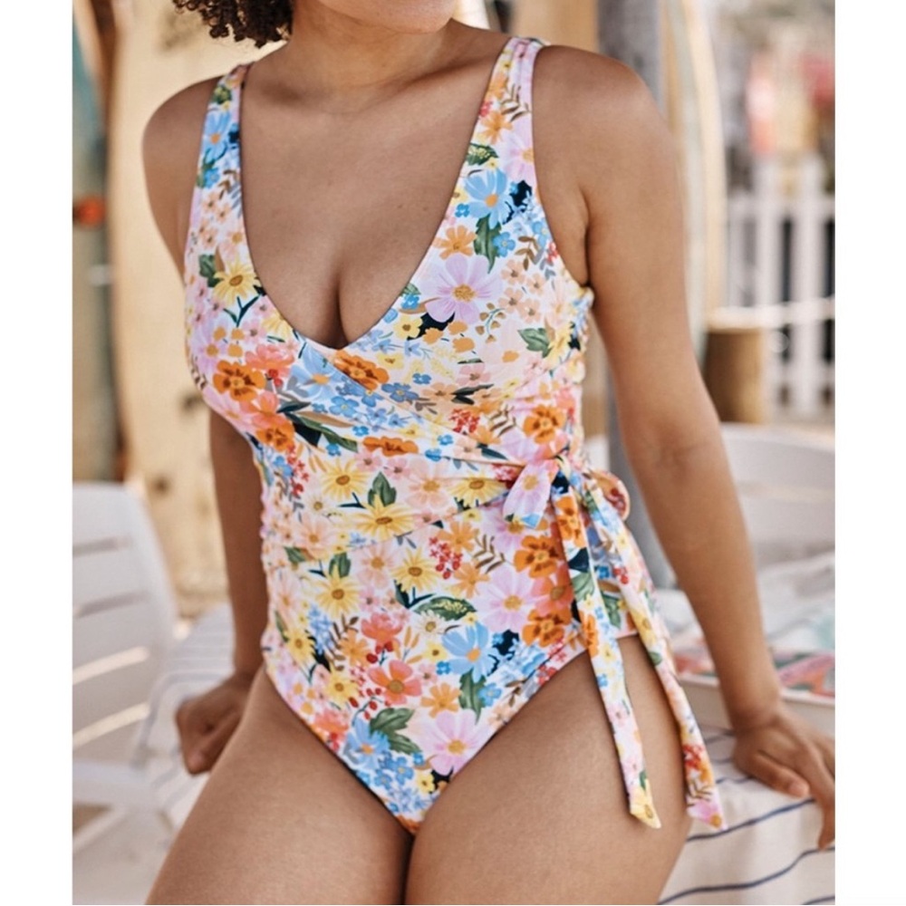 Summersalt X Rifle Paper Co. Limited Edition One Piece Wrap Swimsuit Floral Sz 8